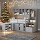 preview thumbnail 1 of 7, Modren Twin Size Wooden Loft Bed With Big Storage and Under-bed Desk and Drawers and Shelves for Bedroom Grey