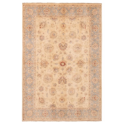 ECARPETGALLERY Hand-knotted Chobi Finest Ivory Wool Rug - 6'7 x 9'6