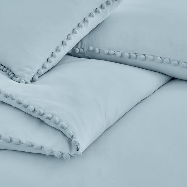 Shop Pre Washed 3 Piece Pom Pom Duvet Cover Set On Sale