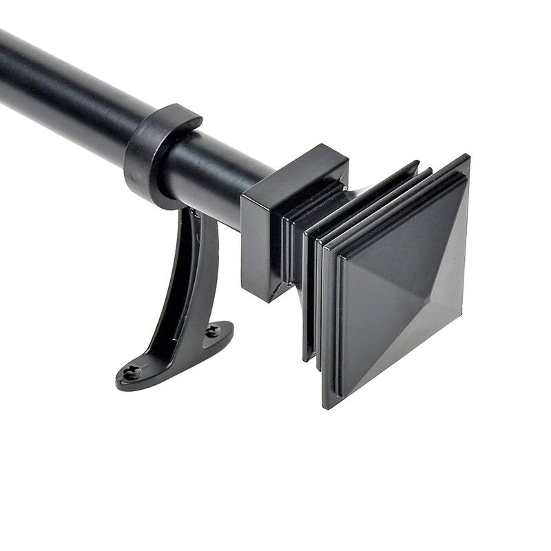Deco Window 1 Inch Adjustable Curtain Rod for Windows & Doors Curtains with Square Finials & Brackets Set