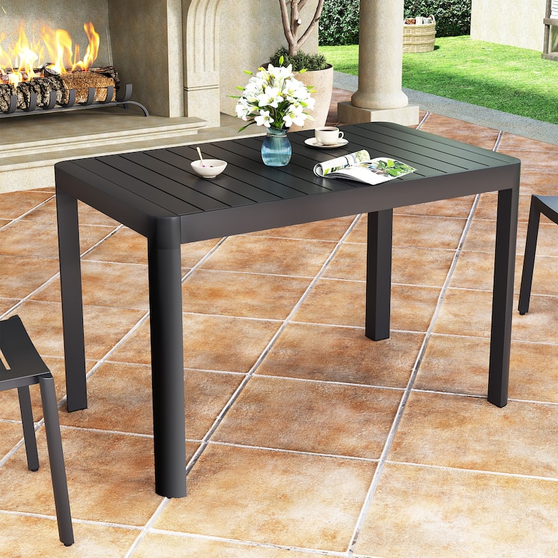 VredHom Outdoor Aluminum Expandable Dining Table for 4-6 Persons - 46.1" / 63.8" (L) x 27.6" (W) x 29.9" (H)