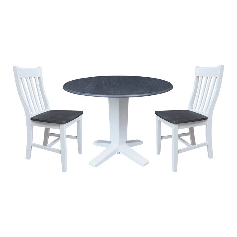42" Round Drop Leaf Table with Dining Chairs - 3-Piece