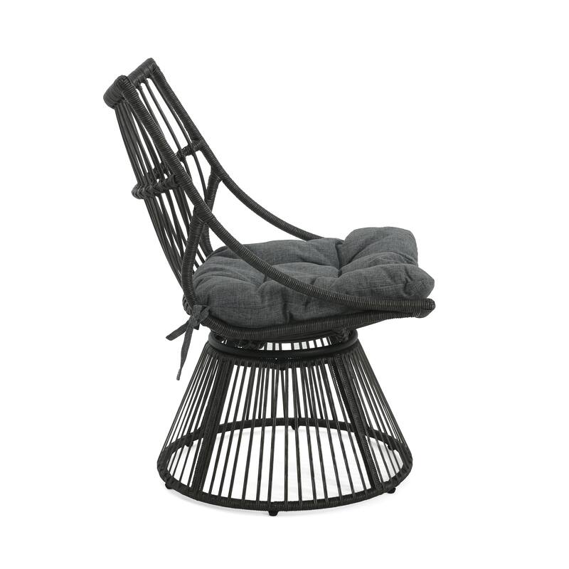 Caryl Outdoor Wicker 2 Seater Chat Set with Cushion by Christopher Knight Home