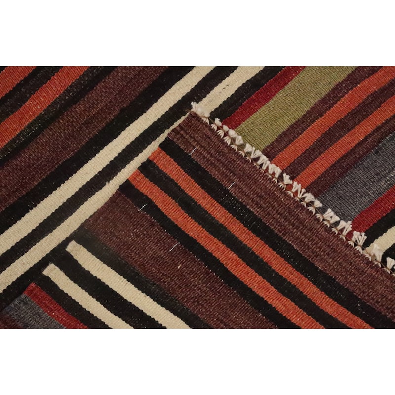 Hand Woven Oriental 100% Wool Carpet Southwestern Geometric Multi-Colored Kilim Area Rug - 8' 6'' X 5' 3''
