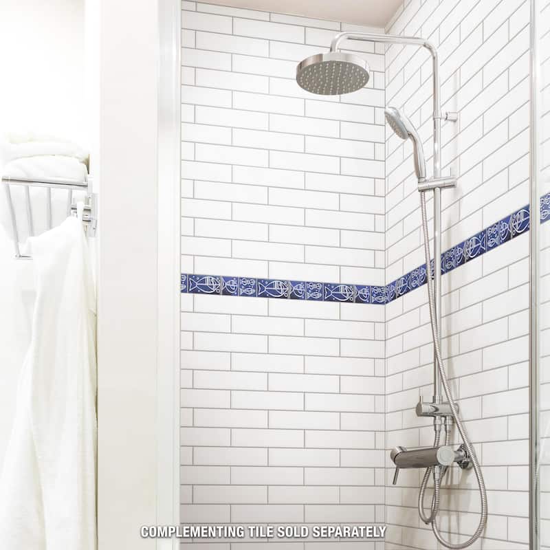 Merola Tile Captain Aquatico Deep Blue 2" x 7-7/8" Ceramic Wall Trim - (1 Tile)