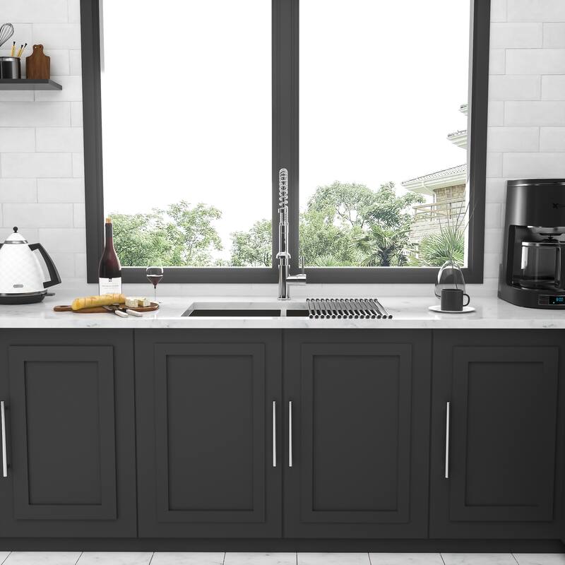 Undermount Double Bowl Kitchen Sink (50/50) with 9 Inch Deep Sink - Brushed Nickel