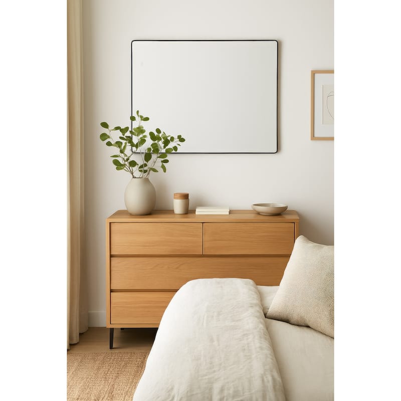 Varaluz Kye Rounded Rectangular Wall Mirror - Black