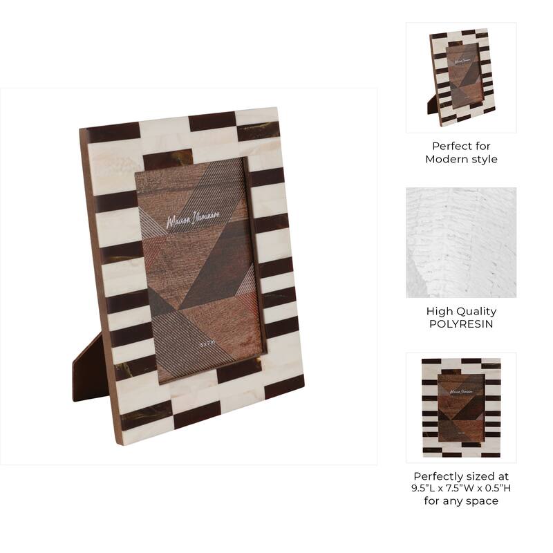 Resin Picture Frame Geometric Cutout Design Modern Glam - 5x7" Brown