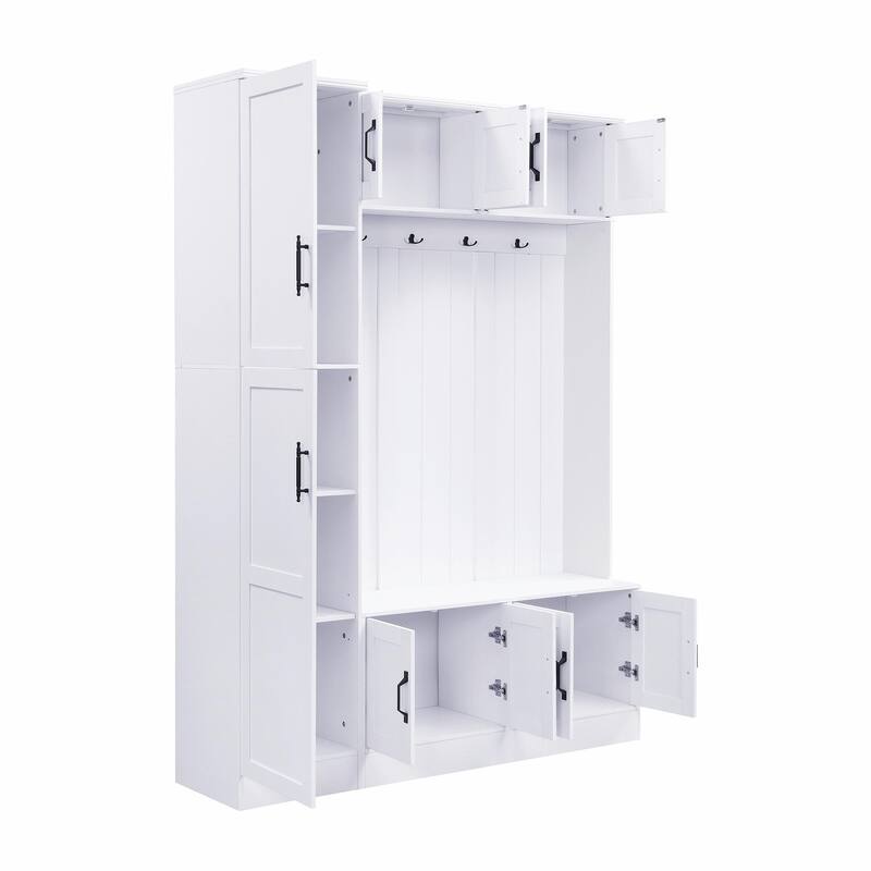 79'' Tall Modern Hall Tree with Shoe Storage - 4-in-1 Entryway Bench