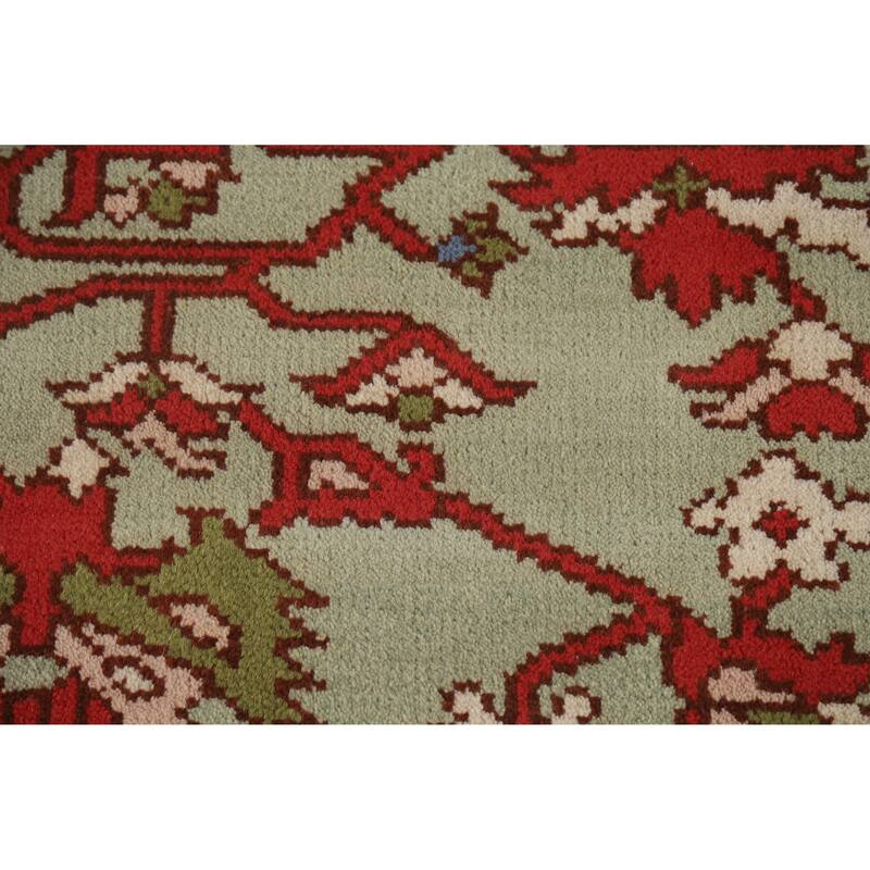 Hand Knotted Oriental 100% Wool Carpet Traditional Geometric Green Heriz (serapi) Area Rug - 9' 9'' X 7' 11''