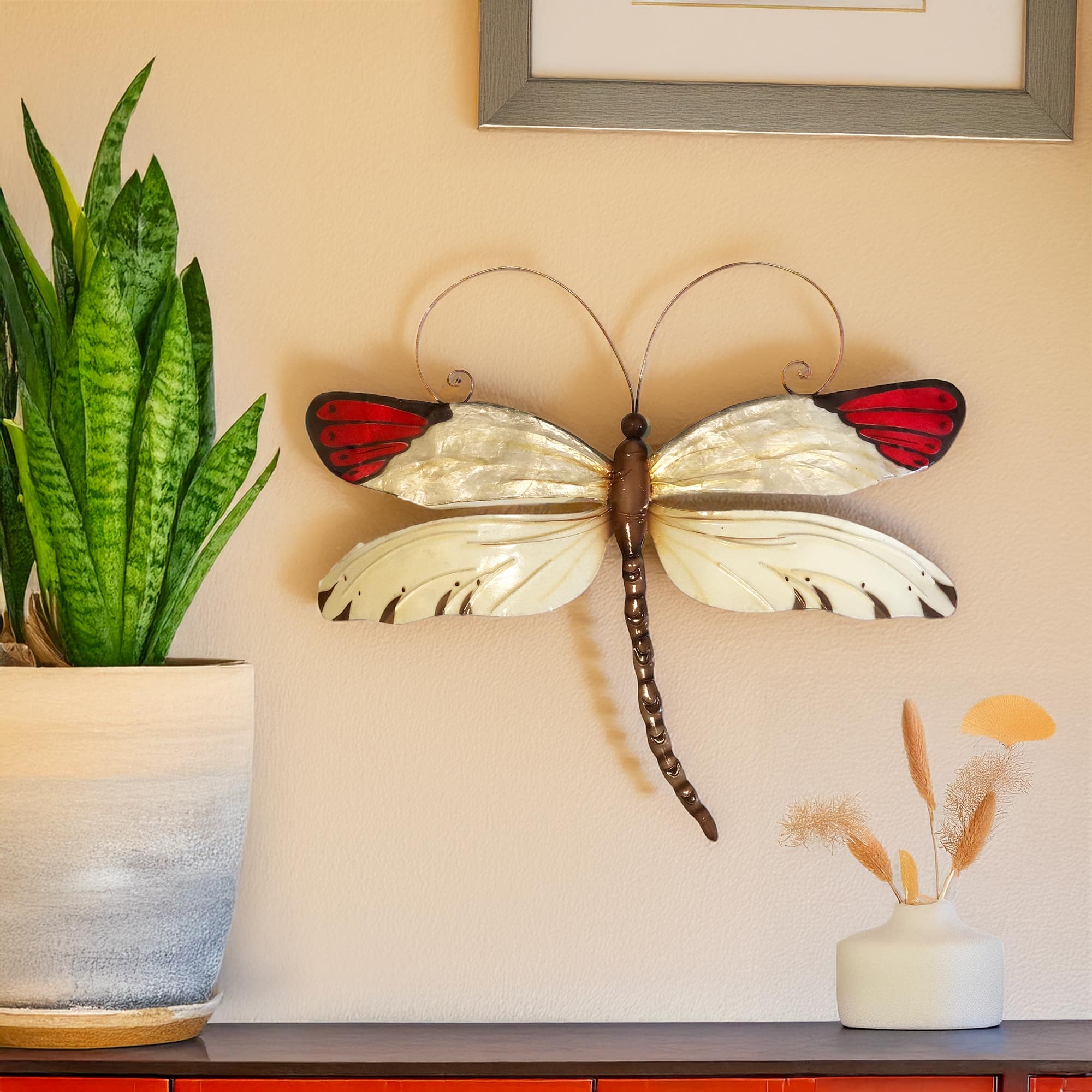 Dragonfly Wall Decor Red Tipped