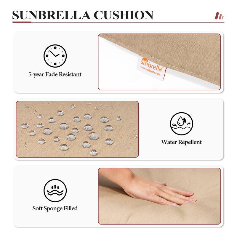 Crestlive Outdoor Patio Bar Height Cast Aluminum Swivel Bar Stools with Sunbrella Cushion