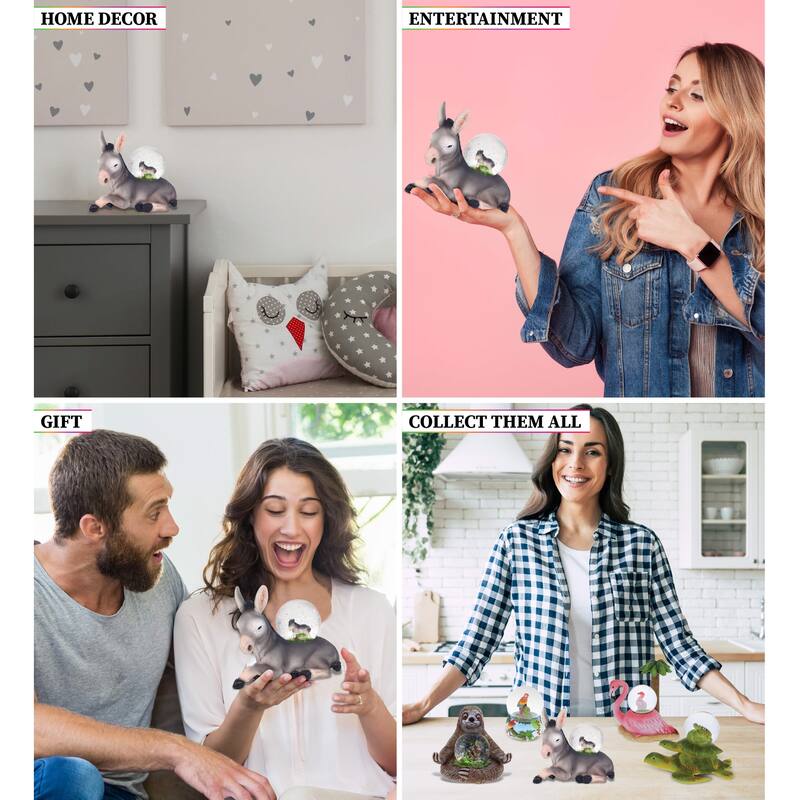 CoTa Global Donkey Beautiful Pink Sparkle Snow Globe Decor - 45 mm