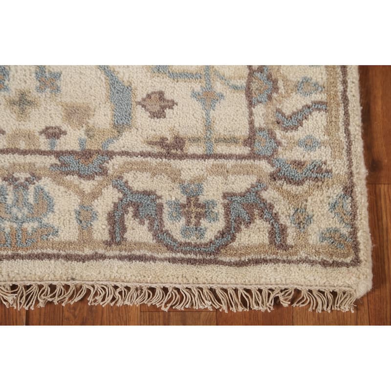 Beige / Ivory Oushak Runner Rug Handmade Oriental Wool Carpet - 2'7"x 11'11"
