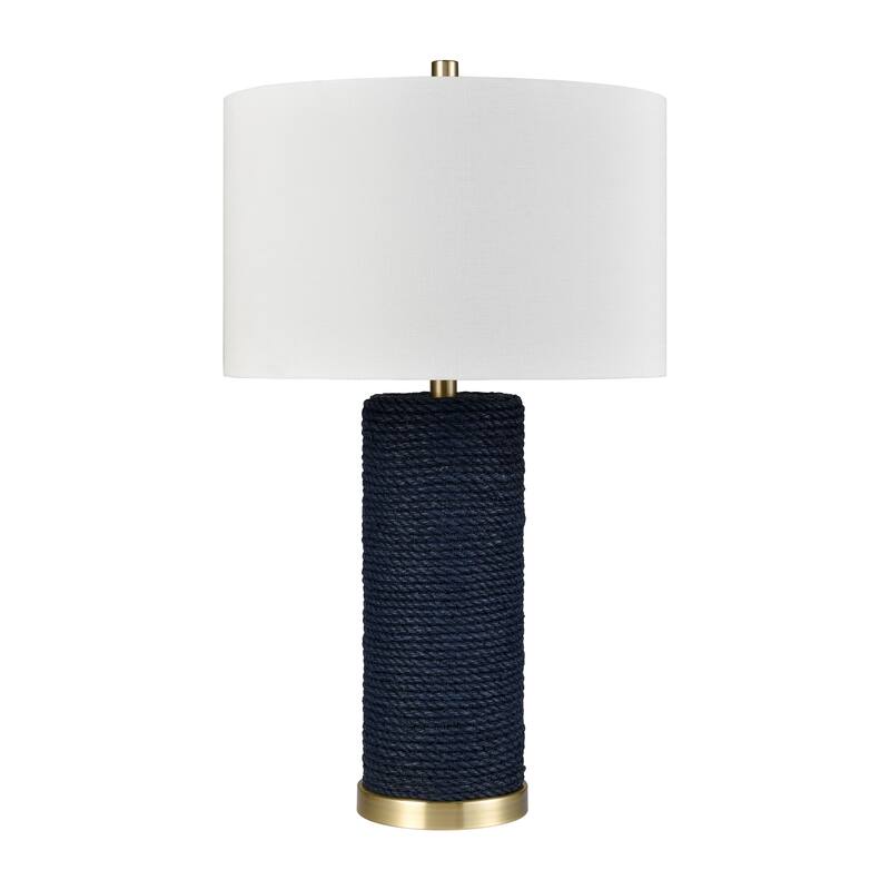Elk Home Sherman Navy With White Linen Drum Shade Table Lamp