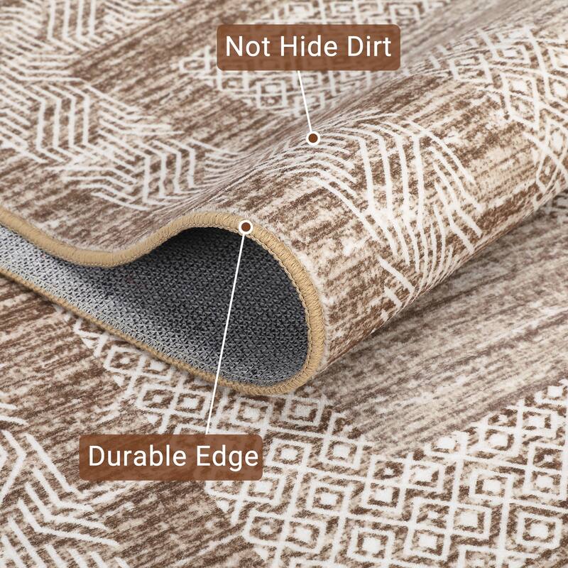 Modern Geometric Area Rugs for Living Room Bordered Rugs Indoor Printed Rug for Bedroom, Office