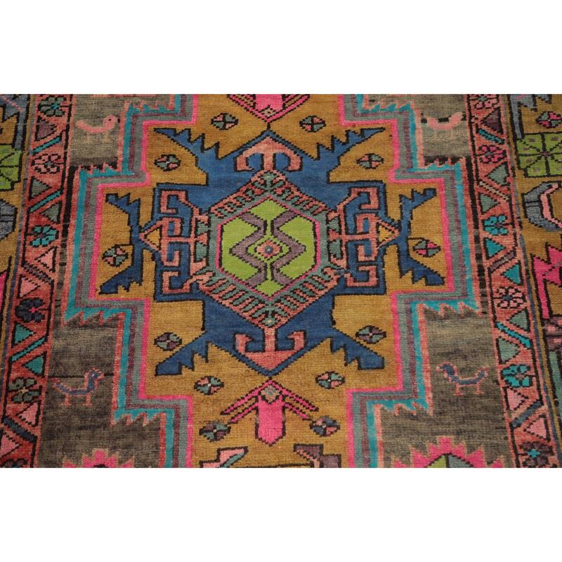 Hand Knotted Oriental 100% Wool Carpet Traditional Tribal Greys & Charcoal Ardebil Runner Rug - 9' 10'' X 3' 4''