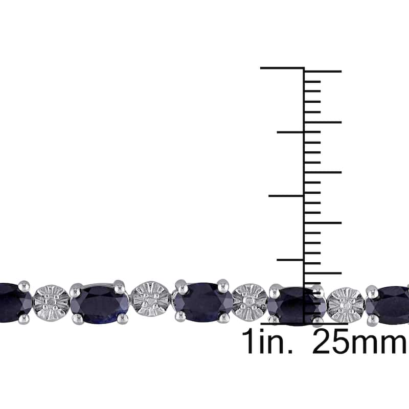 Miadora 11 1/6ct TGW Black Sapphire Tennis Bracelet Sterling Silver - 7.25 in x 4.5 mm x 4.2 mm