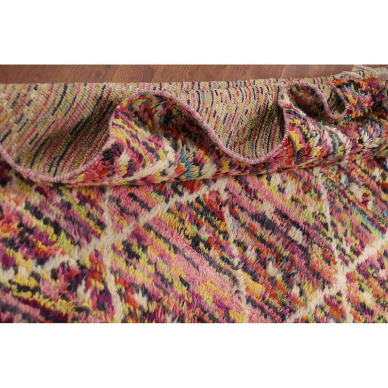 Trellis Moroccan Oriental Area Rug Hand-Knotted Wool Carpet - 6'1" x 9'6"