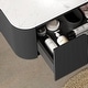 preview thumbnail 2 of 3, 30" Wall-Mounted Bathroom Vanity with Artificial Marble Top, Curved Bathroom Storage Cabinet, Round Ceramic Basin, White+Black