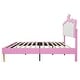 preview thumbnail 22 of 25, Modern Twin Upholstered Princess Bed with Crown-Shaped Headboard, LED Lighting, Pink & White Frame, Sturdy Quiet Design