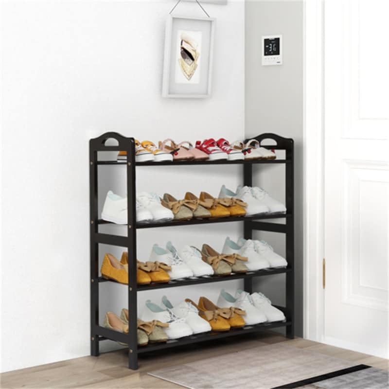 Concise 12-batten Bamboo Shoe Rack - 4-Tier