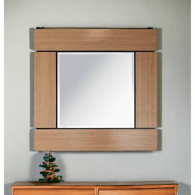 HomeRoots 35" Brown Square Accent Wood Mirror - 35.4' X '35.4' X '0.9