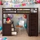 preview thumbnail 19 of 25, Modern Full Size Loft Bed With Drawers,Desk and Wardrobe,Sturdy Construction Espresso