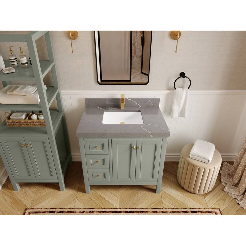 Willow Collections 36 in. W x 22 in. D Nashville Center Right Sink Bathroom Vanity with Countertop