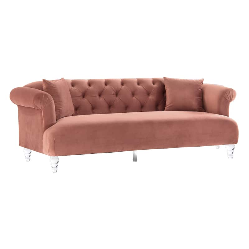Armen Living Elegance Sofa in Velvet with Acrylic Legs