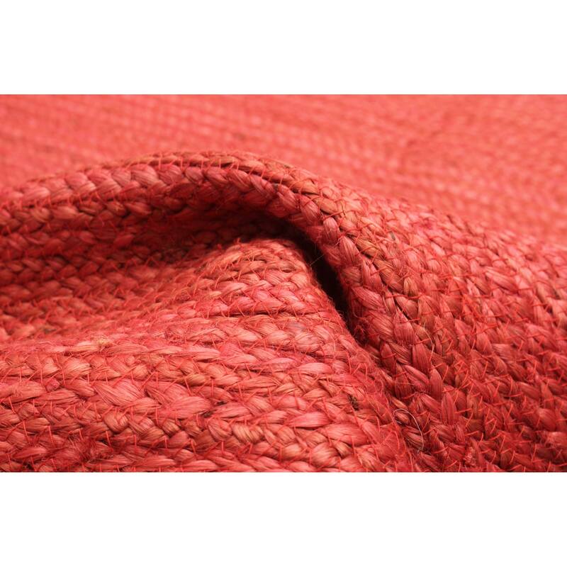 ECARPETGALLERY Braid weave Sienna Red Jute Rug - 5'1 x 7'10