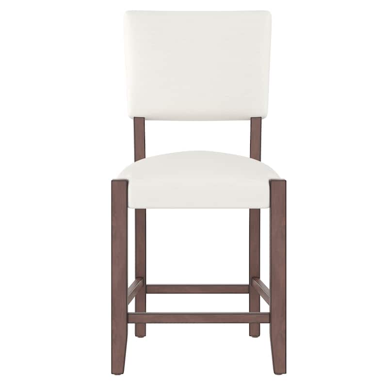 Modern Bar Stools Set of 4, 40.4" Armless Counter Stools with Back, Linen Upholstered Barstools with Solid Wood Legs