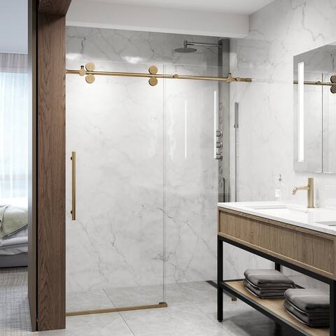 VIGO Elan 60" x 74" Frameless Sliding Shower Door with Laminated Glass and Handle