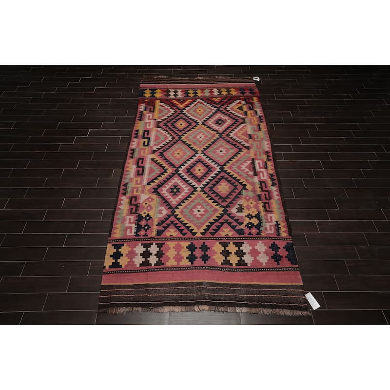 Hand Knotted Southwestern Turkish Kilim Rose,Chocolate Persian Oriental Area Rug Wool Traditional Oriental Area Rug (Palace)