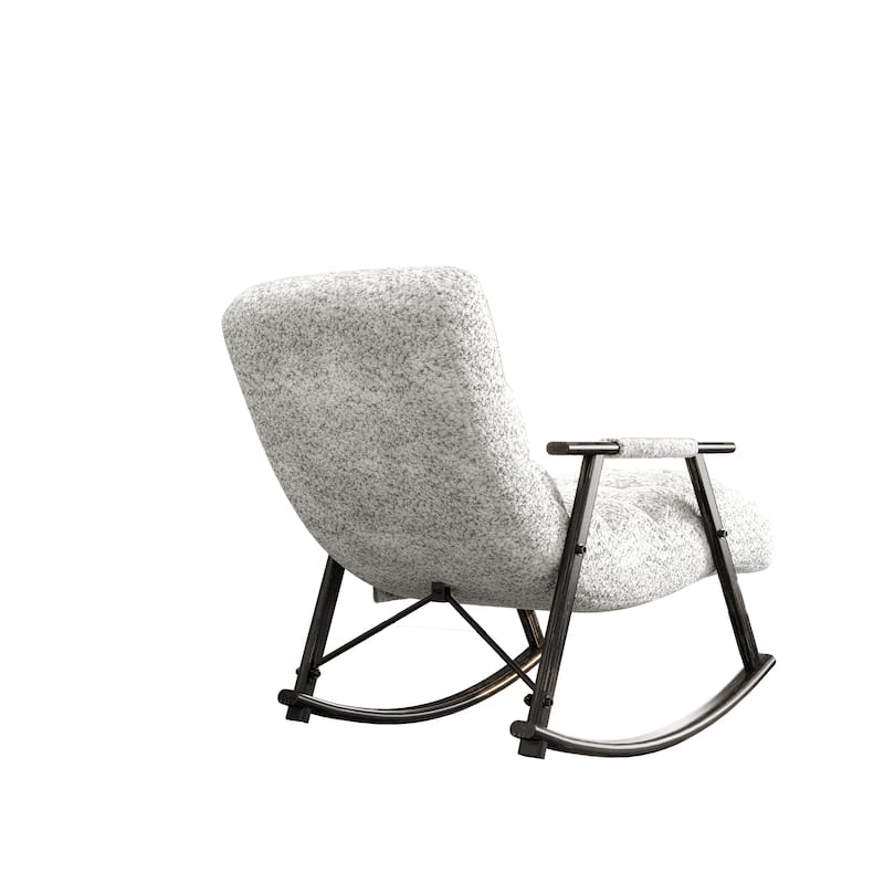 Casual Folding Rocking Chair,Lounge Rocking Chair Adjustable High Back and Foot Rest,Side Pockets Placed in Living Room Bedroom