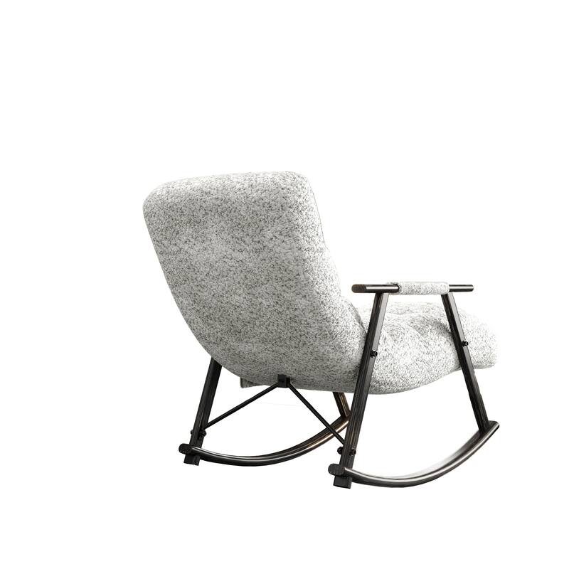 Modern 42.2" Velvet High Back Rocking Chair with Foot Rest and Side Pockets for Living Room