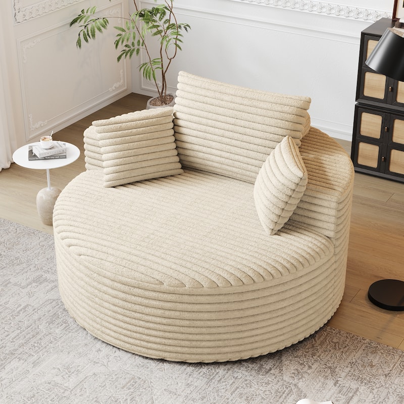 50"L Corduroy Sponge Single Sofa,No Assembly Required,Fluffy Modern Sleeper Chair (Not A Swivel Chair)