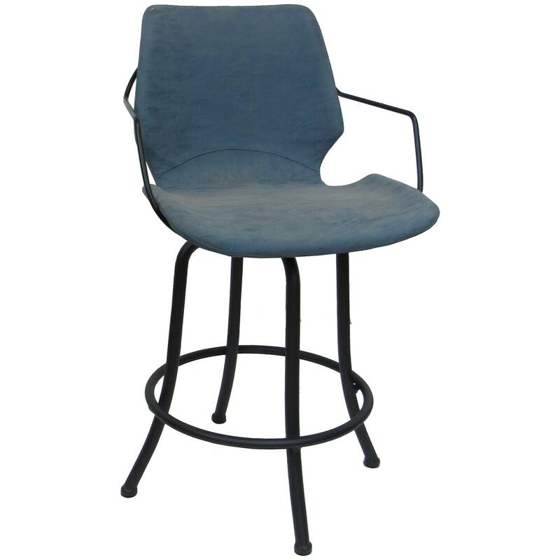 Asheville Swivel Counter 26", 30" or Extra Tall 34" Metal Bar Stool - Blue - Black - Counter Height