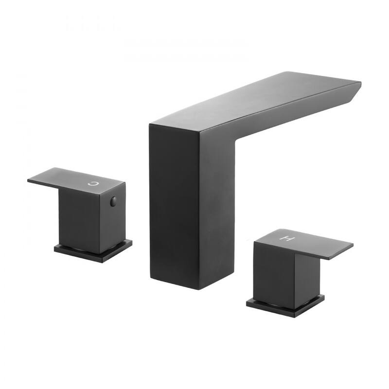 Matte Black Stainless Steel Roman Tub Faucet with 3-Hole and Deck Mount High Flow Water 4.36 GPM - 7.87" x 9.06" x 2.83"