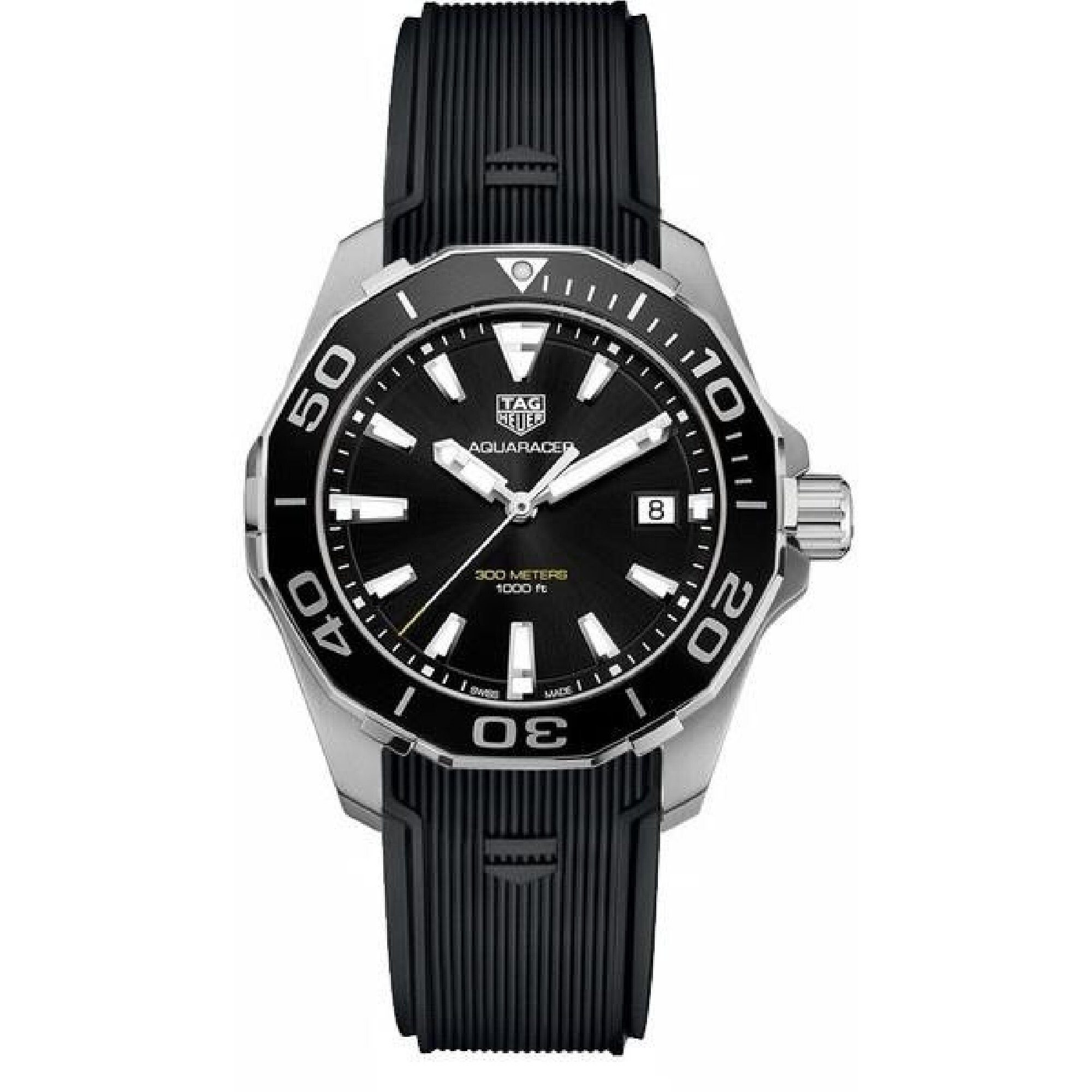 Shop Tag Heuer Men S Way111a Ft6068 Aquaracer Black Rubber Watch Overstock 31410667