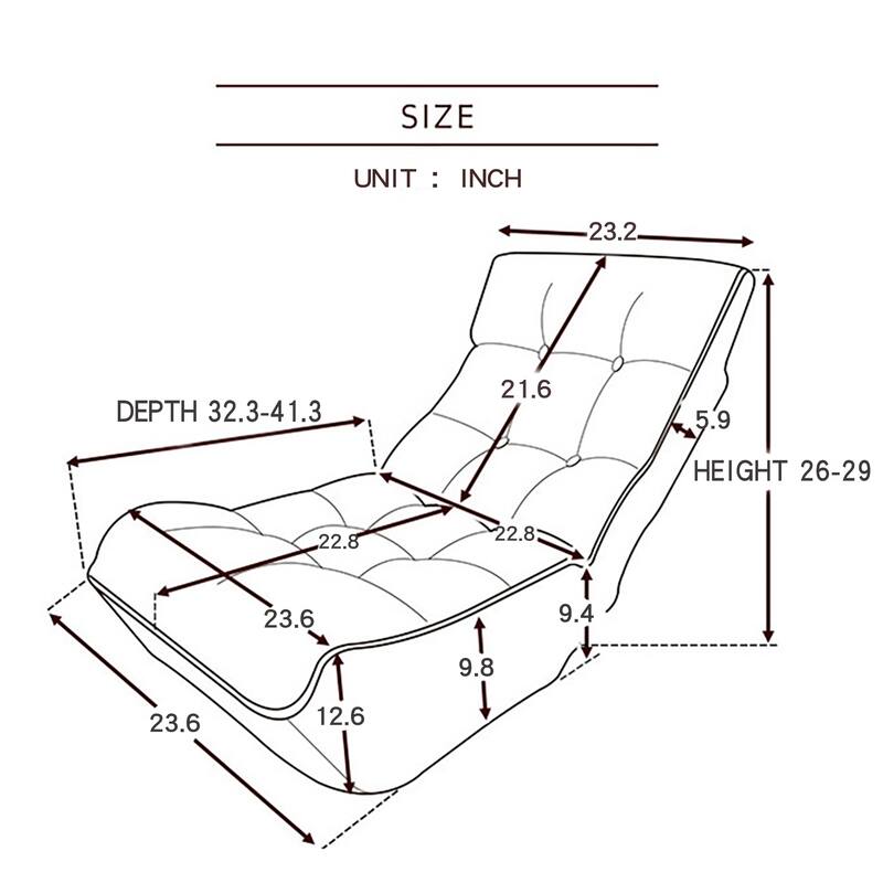 Navy Modern 23.6" High Back Upholstered Adjustable Foldable Buttons Tufted Lounge Chair with Comfortable Backrest