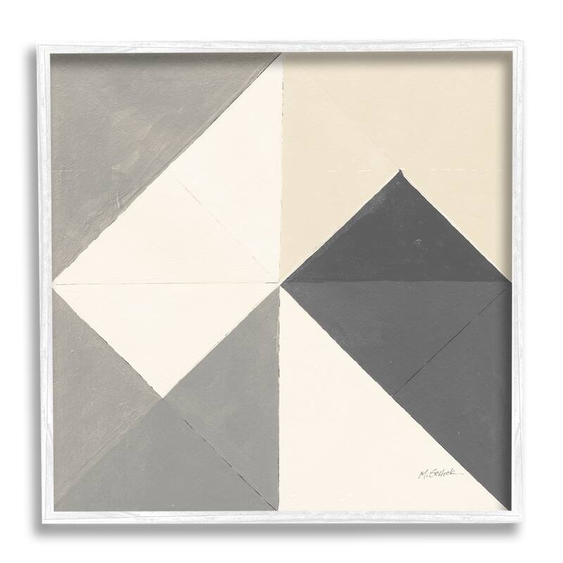 Stupell Vintage Geometric Shapes Abstract Arrangement Beige Grey Framed