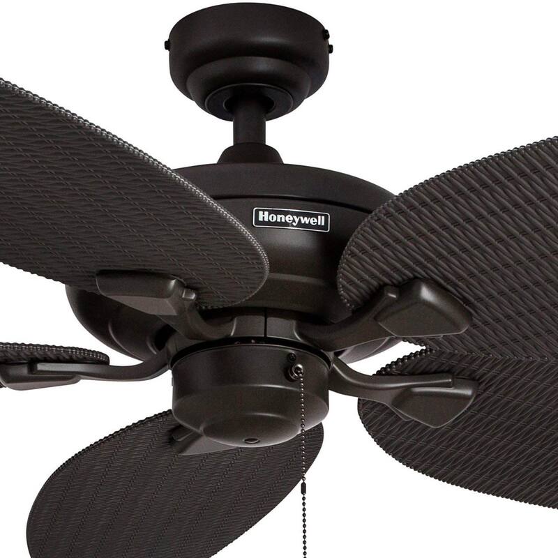 52" Honeywell Duval Bronze Indoor/Outdoor Ceiling Fan with No Light, Pull Chain