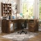 preview thumbnail 32 of 70, Modern Farmhouse L-Shape Desk with File Cabinet and Drawers, Homer Office Executive Desk with Charge Station