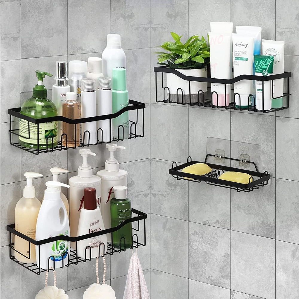 Rectangle Shower Caddy Shelf, Suction Cup, Aluminum Shower