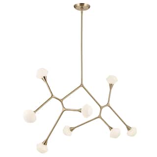 Cassius 61.25 Inch 8 Light Convertible Chandelier with Opal Glass in Champagne Bronze