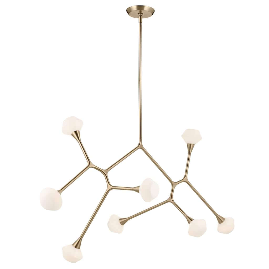 Cassius 61.25 Inch 8 Light Convertible Chandelier with Opal Glass in Champagne Bronze