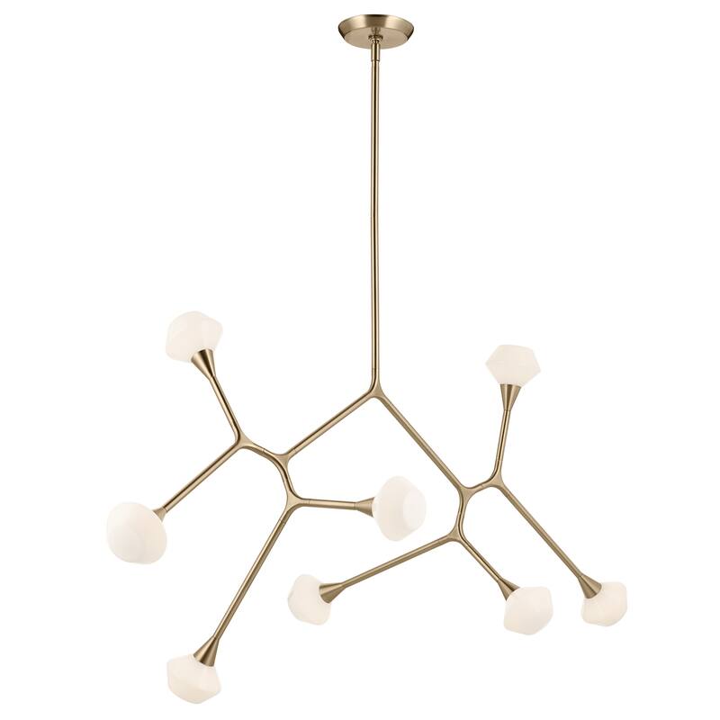 Cassius 61.25 Inch 8 Light Convertible Chandelier with Opal Glass in Champagne Bronze