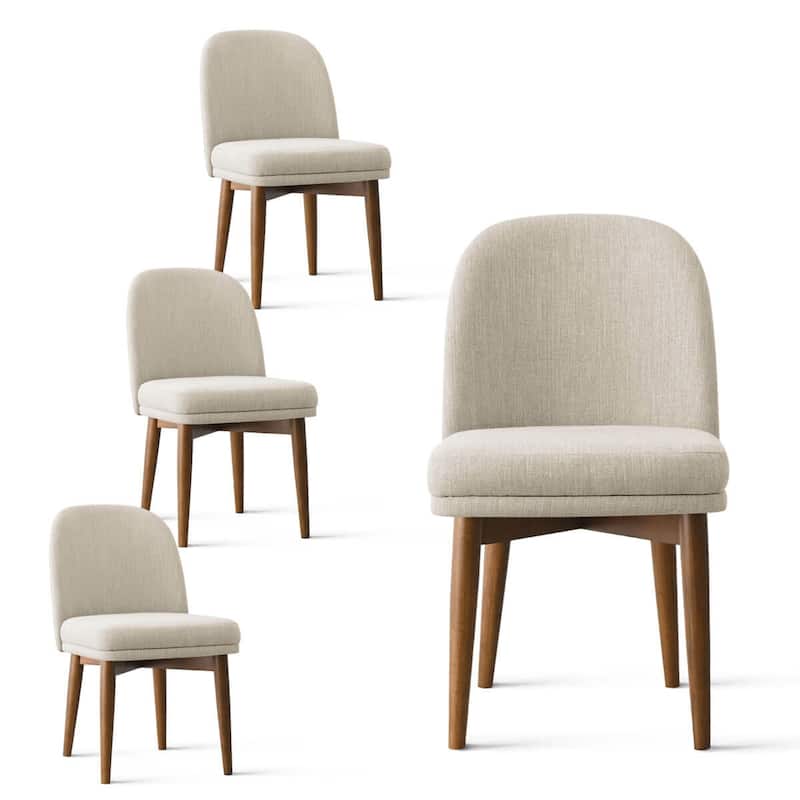 Modern Parsons Dining Chairs with Solid Wood Legs - Set of 4 - Beige-4-piece