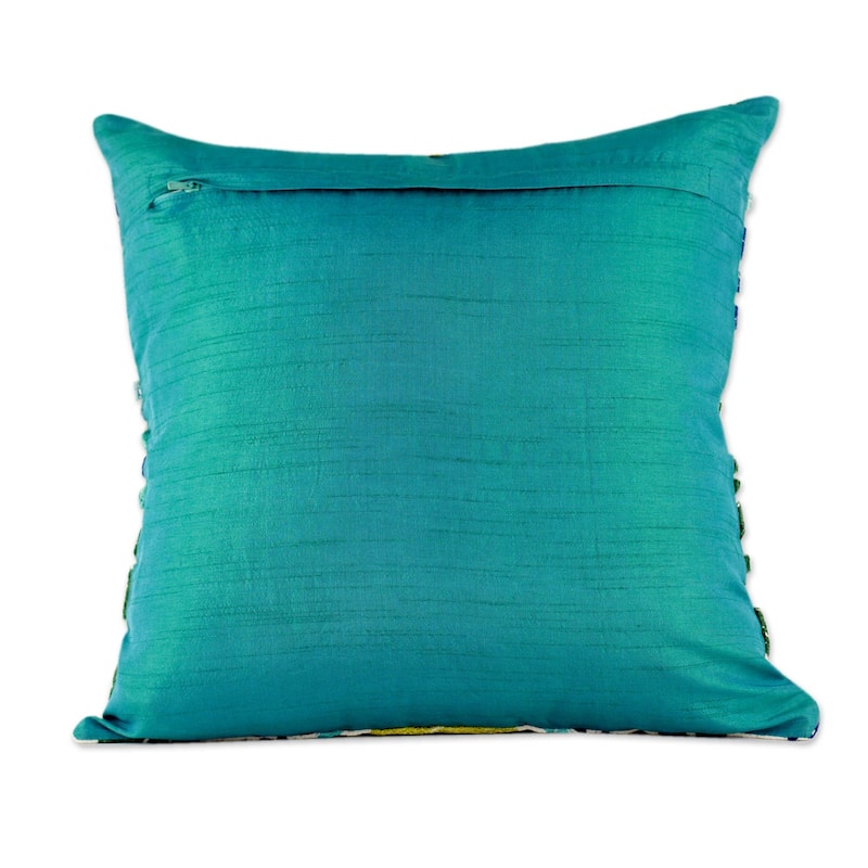 NOVICA Aqua Fusion Embroidered cushion covers